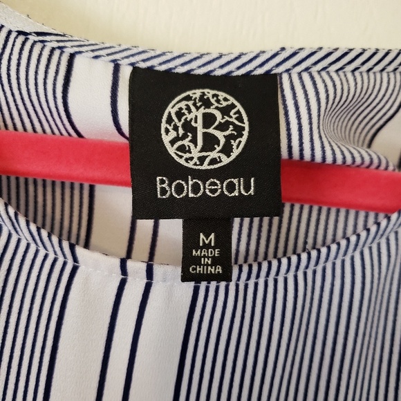 Bobeau  navy and white vertical stripe top. - Picture 4 of 6